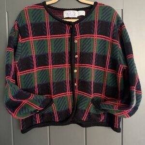 Tally Ho Multicolor Knit Grandma core Sweater with Gold Buttons